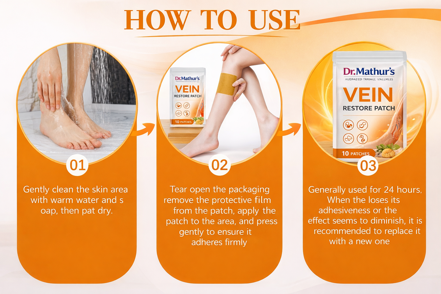 Dr. Mathur’s Vein Restore Patches™ | Natural Herbal Therapy for Spider & Varicose Veins, Swelling & Leg Fatigue