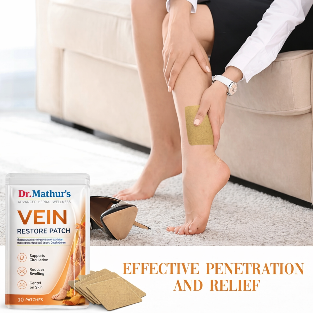Dr. Mathur’s Vein Restore Patches™ | Natural Herbal Therapy for Spider & Varicose Veins, Swelling & Leg Fatigue